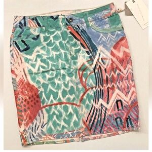 Anthropologie Skirt 26 SEUSSLY Handpainted Pencil Stretch Mini UNIQUE PA Art NWT